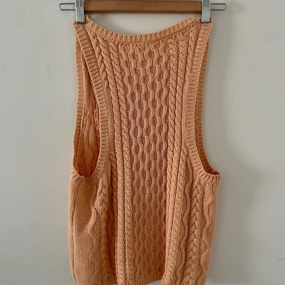 𝓯𝓹 ❤️NWT❤️Free People High Tide Cable Tank Tender Peach Size Large - Picture 6 of 8